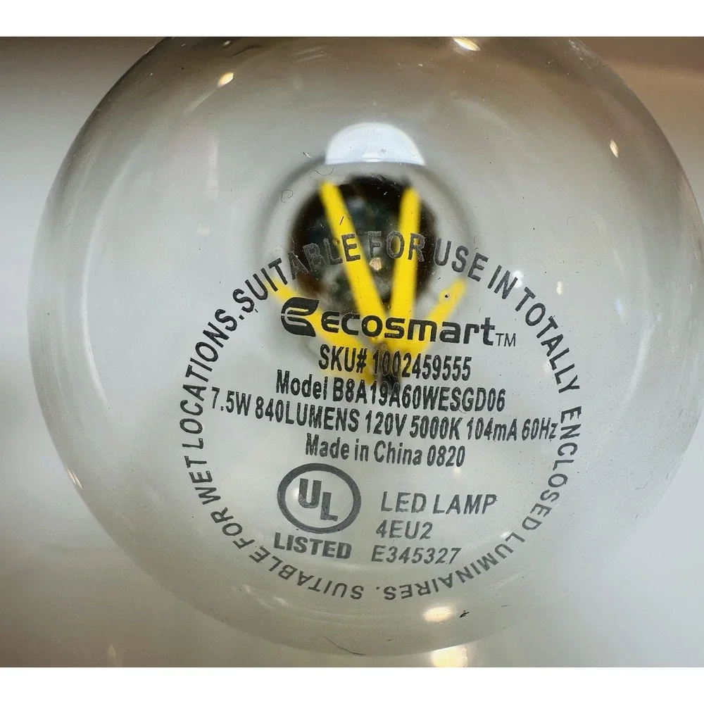 EcoSmart 60 Watt A19 LED Filament LED Light Bulb Daylight Lot of 30 Bulbs 5000K